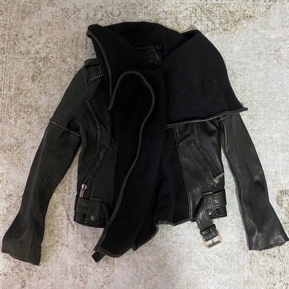 Nour Hammour Black Leather Biker Jacket - Picture 1 of 5
